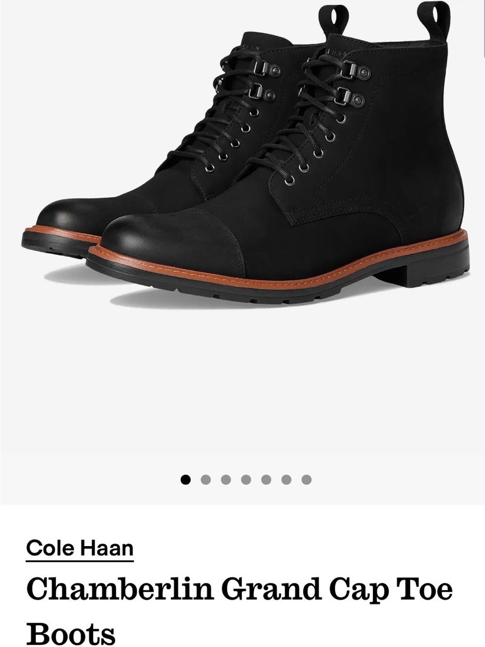 Cole Haan Men’s Chamberlin Grand Cap Toe Boot. Black Colour . US 9/UK 8.